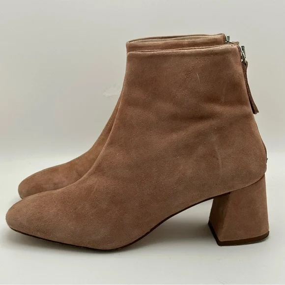 Topshop Spain Made Suede Booties Back Zip Block Heel Ankle Boots EU 40 US 9 - Picture 3 of 12